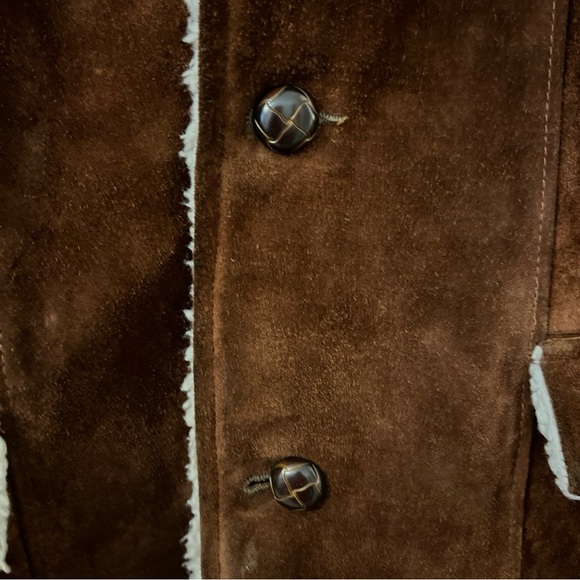 Vtg  SILTON Leather Sherpa Ranch Coat Western rust suede tan Jacket USA Mens 42 - Picture 8 of 15